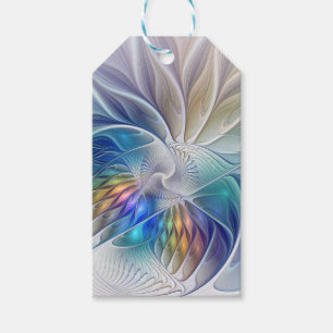 Etiqueta Para Presente Fantasia Floral, Abstrato Fractal Colorida