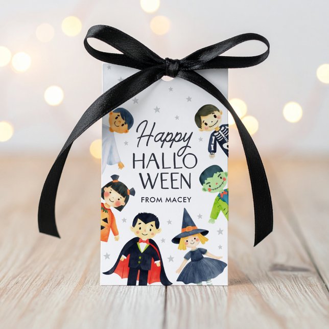 Etiqueta Para Presente Fantasias de Halloween Fofas (Criador carregado)