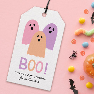 Etiqueta Para Presente Fantasmas Fofos Nome Boo Aniversário de Halloween