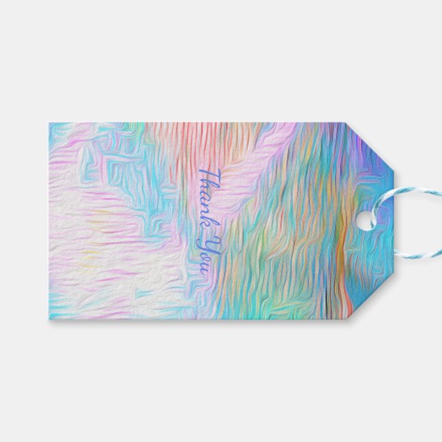 Etiqueta Para Presente Fantasy Joyful Thanks– Romantic Abstract Elegance (Frente (horizontal))