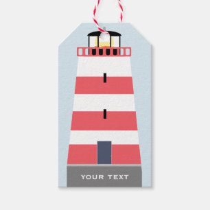 Etiqueta Para Presente Farol Branco e Vermelho Alto Personalizado