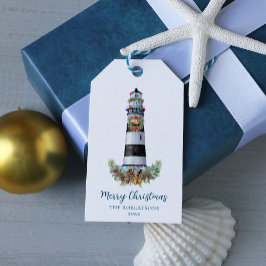Etiqueta Para Presente Farol de Natal Aquarela Náutica