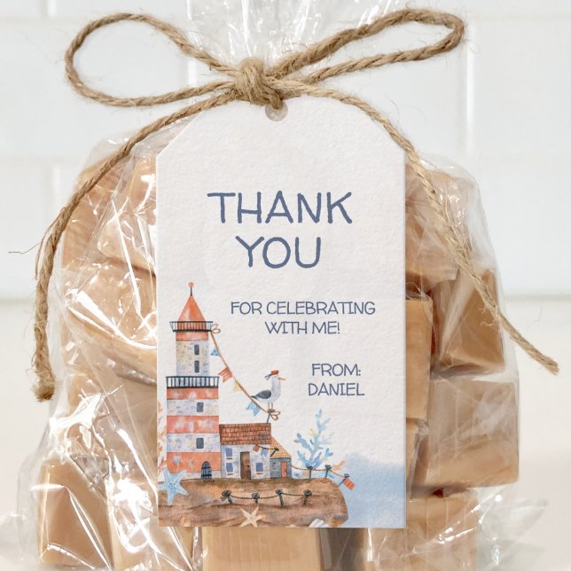 Etiqueta Para Presente Farol Náutico Personalizado (Personalized nautical themed party favor tags)
