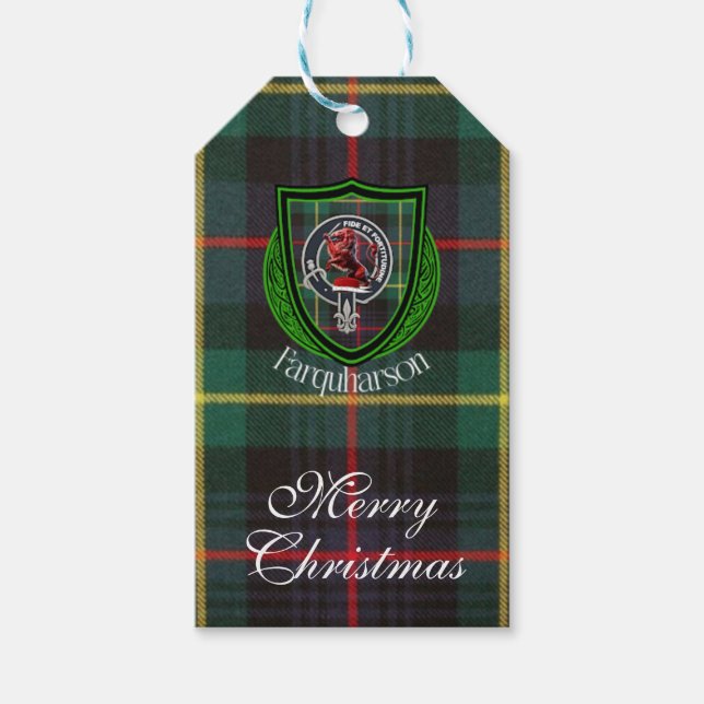 Etiqueta Para Presente Farquharson Scottish Clan Tartan & Crest (Frente)