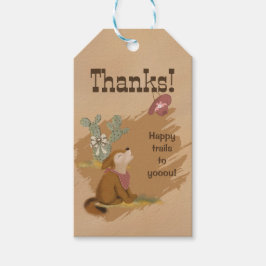 Etiqueta Para Presente Farto Animal do Deserto de Cowgirl Gráfico do Oest