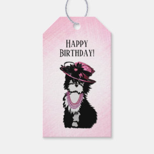 Etiqueta Para Presente Fashionista Feliz Aniversário Cachorro