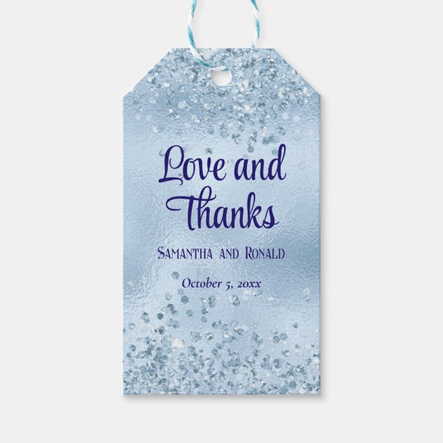 Etiqueta Para Presente Faux Baby Blue Glitter e Foil Weds (Frente)