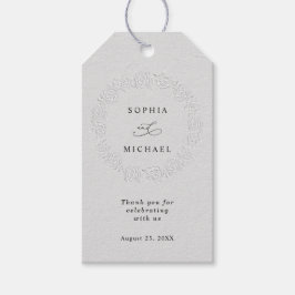 Etiqueta Para Presente Faux Embossed White Roses Wedding Gift Tag
