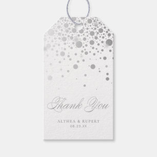 Etiqueta Para Presente Faux Silver Foil Confetti Dots Casamento Obrigado