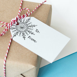 Etiqueta Para Presente Faux Silver Snowflake em Branco