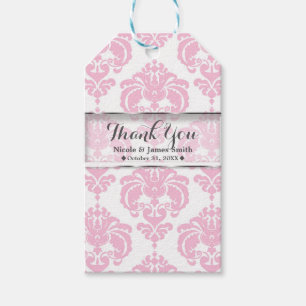 Etiqueta Para Presente Favor cor-de-rosa & branco do evento do casamento