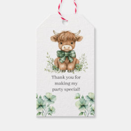 Etiqueta Para Presente Favor da Festa de aniversário de Vaca Verde Highla