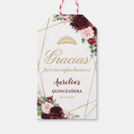 Etiqueta Para Presente Favor da Quinceanera Floral Rosa Burgundy Obrigado