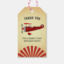 Favor de Aniversário de Avião Retrô Vermelho Vinta
