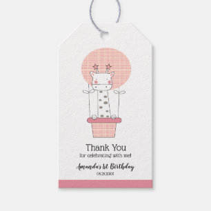 Etiqueta Para Presente Favor de Aniversário de Menina de Um Ano Girafa