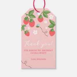 Etiqueta Para Presente Favor de Aniversário Doce Morango Berry Rosa 