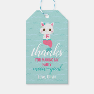 Etiqueta Para Presente Favor de Aniversário Gatinha Sereia Purrmaid