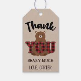 Etiqueta Para Presente Favor de Aniversário Obrigado Urso de Xadrez Wild 