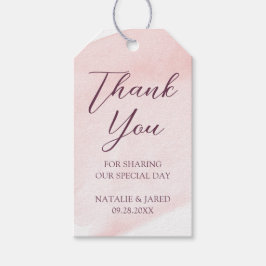 Etiqueta Para Presente Favor de Casamento Agradecimento em Aquarela Rosa