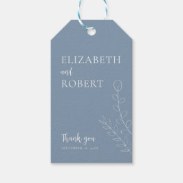 Etiqueta Para Presente Favor de Casamento Azul Poeirento Minimalista Eleg
