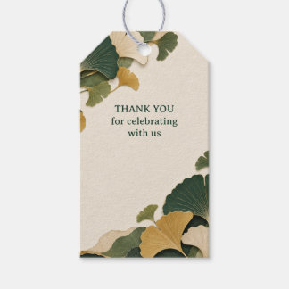 Etiqueta Para Presente Favor de casamento botânico em papel verde Ginkgo