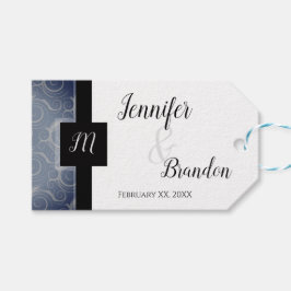 Etiqueta Para Presente Favor de Casamento com Redemoinhos Monogramados