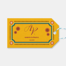 Favor de Casamento Indiano Floral Amarelo Monogram