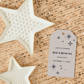 Etiqueta Para Presente Favor de casamento Lua e Estrelas Navy Celestial