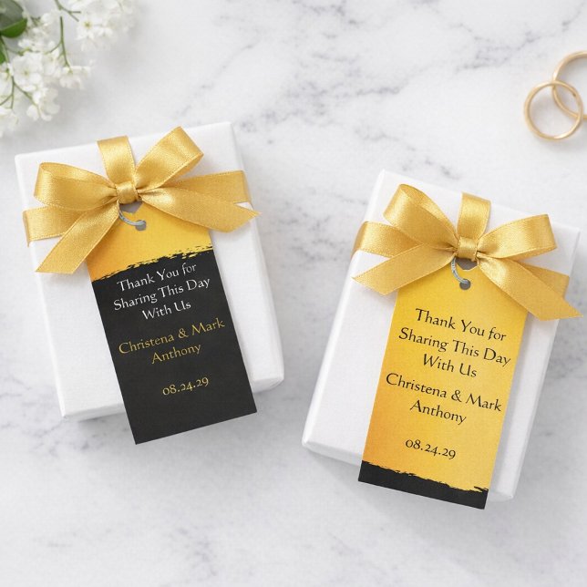 Etiqueta Para Presente Favor de Casamento Midnight Gold (Criador carregado)
