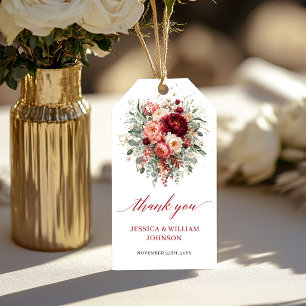 Etiqueta Para Presente Favor de casamento Moderno Outono Floral em Dourad