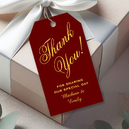 Etiqueta Para Presente Favor de casamento Obrigado em Ouro Vermelho Perso