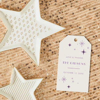 Etiqueta Para Presente Favor de casamento Purple Moon & Stars Celestial