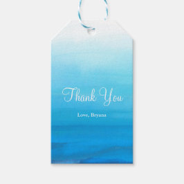 Etiqueta Para Presente Favor de Casamento Tropical Praia Aquarela Azul