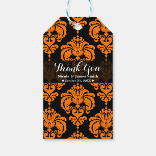 Etiqueta Para Presente Favor de casamento vintage damasco laranja e preto
