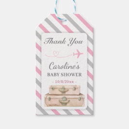 Etiqueta Para Presente Favor de Chá de Garota Rosa-Viagem do-Mundo