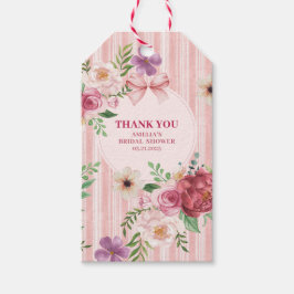 Etiqueta Para Presente Favor de chá de noiva com laço coquete floral vint