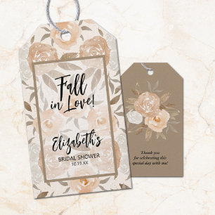Etiqueta Para Presente Favor de Chá de Noiva Floral de Outono Apaixonante