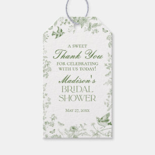 Etiqueta Para Presente Favor de Chá de Noiva Floral Verde Toile De Jouy