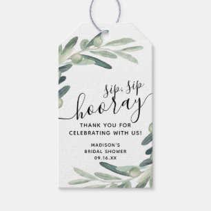 Etiqueta Para Presente Favor de Chá de Noiva Olive Branch Sip Sip Hooray