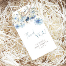 Favor de Chuveirinho de Bebê Floral Azul Agradecim