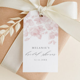 Etiqueta Para Presente Favor de Chuveiro de Noiva Rosa em Script Floral E