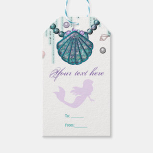 Etiqueta Para Presente Favor de Festa de Aniversário Purple Mermaid Beach
