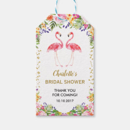 Etiqueta Para Presente Favor de Flamingo Rosa Obrigado Marque Verão Tropi