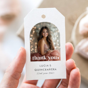 Etiqueta Para Presente Favor de Foto Arqueada de Quinceañera Minimalista