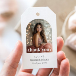 Etiqueta Para Presente Favor de foto arqueada para Quinceañera minimalist