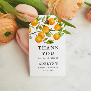 Etiqueta Para Presente Favor de Fruta Laranja para Chá de Noiva com Tema 