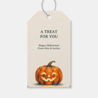 Etiqueta Para Presente Favor de Lanterna de Abóbora de Halloween