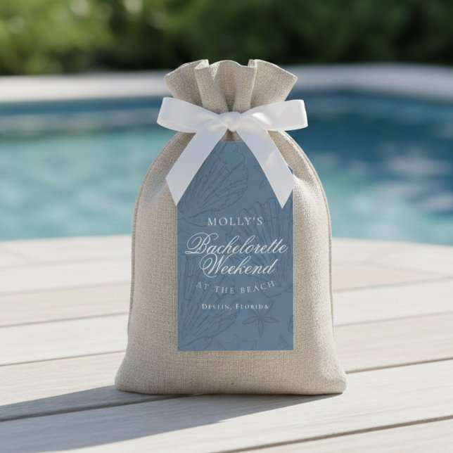 Etiqueta Para Presente Favor de Noiva Azul Costeiro Concha (Coastal Blue Seashell Bachelorette Favor Gift Tags)