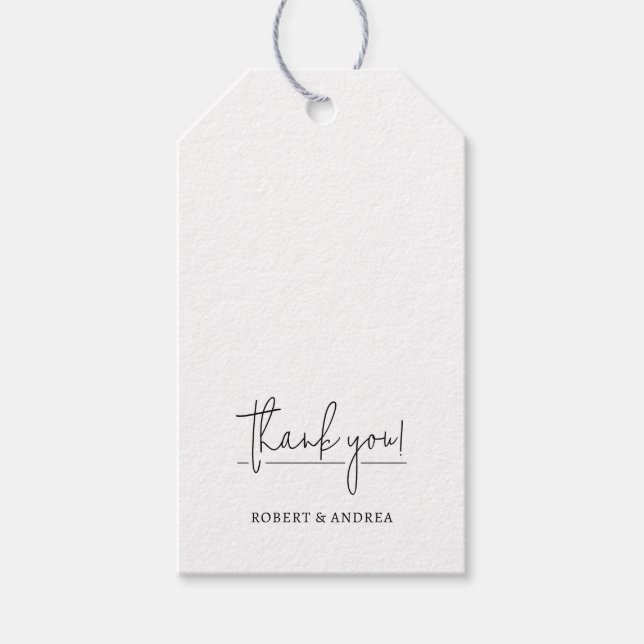 Etiqueta Para Presente Favor do Casamento Branco Moderno (Frente)