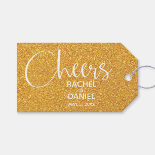 Etiqueta Para Presente Favor do Casamento Glitter de Faux Dourado